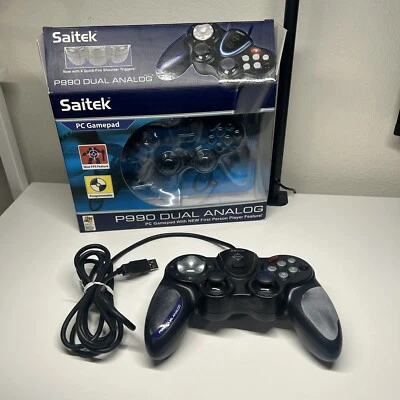 Saitek P990 Dual Analog (PP17) Black Gamepad Controller PC USB Complete in Box - Image 1 of 4