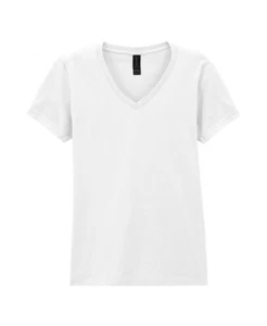 Frauen T-Shirt Gildan, V-Ausschnitt, 100% Baumwolle, weiß, Größe M - Picture 1 of 1