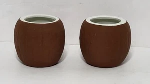 TWO CERAMIC COCONUT TIKI MUGS CUPS DW116-L CHINA - Picture 1 of 7