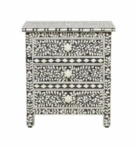 Bone Inlay Bedside Table - Picture 1 of 7