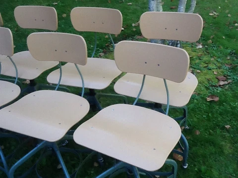8 Vintage TOLEDO Drafting Stools On Wheels - Adjust 16" To 21" - Very Nice Cover