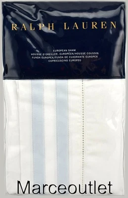 Alfombrillas de almohada Ralph Lauren Whitlow Shelburne EURO blanco/azul jacinto Foto 1 de 4