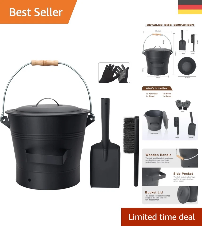 Robuster Runder Kohleeimer Set mit Schaufel - 10L für Innen- und Außenbereich - Bild 1 von 4