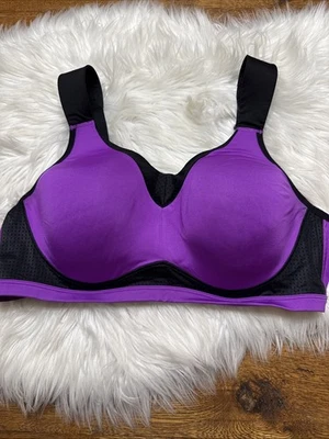 Sujetador deportivo Livi 42DDD púrpura negro ligeramente forrado con aros Lane Bryant para mujer Foto 1 de 4