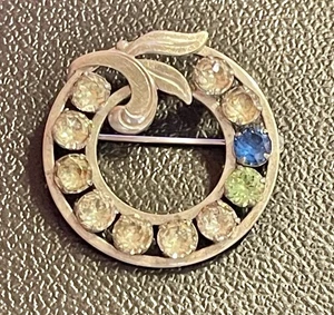 Vintage Van Dell Sterling Silver Gemstone Circle Pin Wreath Brooch Blue Green - Picture 1 of 9