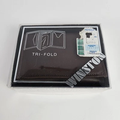 Cartera de Colección Winston Cuero de Vaca Triple Nueva de Lote Antiguo con Caja e Insertos Cuero Marrón Foto 1 de 4