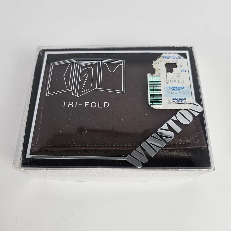 Cartera de Colección Winston Cuero de Vaca Triple Nueva de Lote Antiguo con Caja e Insertos Cuero Marrón Foto 1 de 4