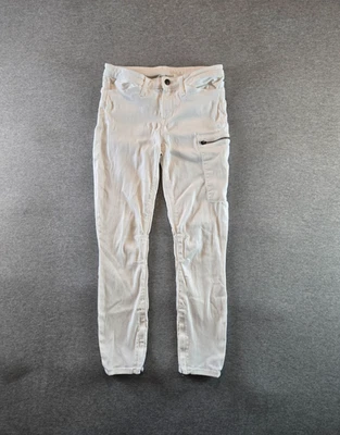 Helmut Lang Pants Womens 28x27 White Moto Zipper Jeans Stretch Denim Made In USA - Image 1 of 4