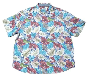 Tommy Bahama Men's 2XLB Camp Shirt Coconut Point Fronds Mosaic Royal Indigo - Picture 1 of 9
