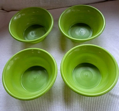 "Lote 4 cuencos de plástico verde vintage para aperitivos de cereales de 6"" apilables retro" Foto 1 de 4