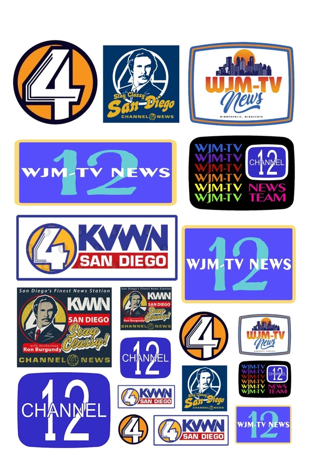 1:87 HO scale model TV television station signs news program channel posters - Image 1 of 1