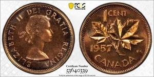 1957 Canada PL One Cent Penny  Gem PCGS PL 66  Pretty ! - Picture 1 of 1