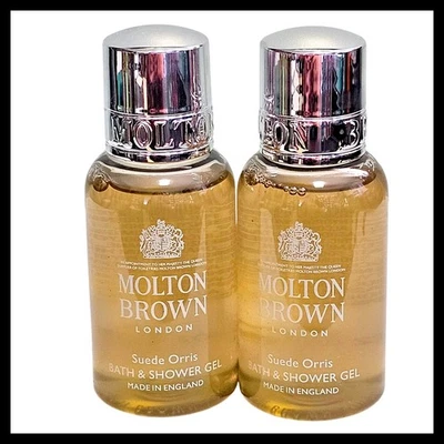 2 x Molton 棕色麂皮绒 Orris 沐浴露 30 毫升旅行装 — 第 1/4 张图片
