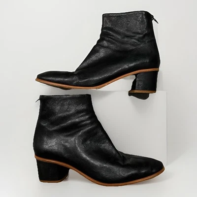 Botines Anthropolgie Cuero Talla 39 EU Talla 9 Hechos en España Negro Cremallera Trasera Foto 1 de 4