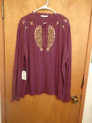 NWT WOMEN XXL GRAPE (PURPLE)  CLEO & WOLF LONG SLEEVE 5 BUTTON FRONT BLOUSE - Image 1 of 4