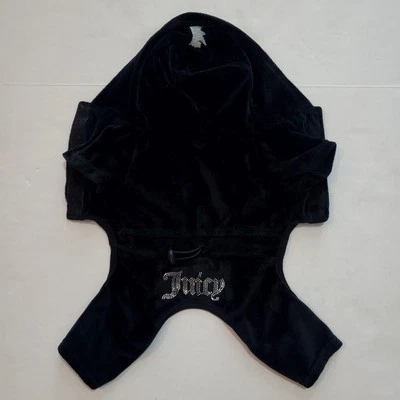 Juicy Couture Negro Terciopelo Bling Traje de Pista para Perros Sudadera con Capucha Extra Pequeña Foto 1 de 4