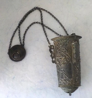 Encensoir 19e décor floral 12 cm de haut - Photo 1/4