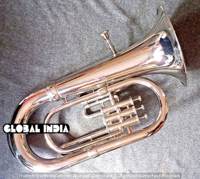 EUPHONIUM 3 VÁLVULAS METAL LATÃO PURO EM ESMALTE CROMADO + ESTOJO DE ALMOFADA + FRETE GRÁTIS - Imagem 1 de 4