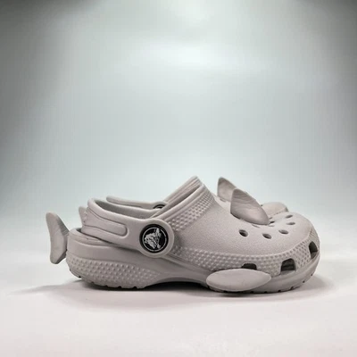 Crocs Shark Clog Gray Slip On Sandals Comfort Casual Shoes 210014 Youth Size 9 - Image 1 of 4