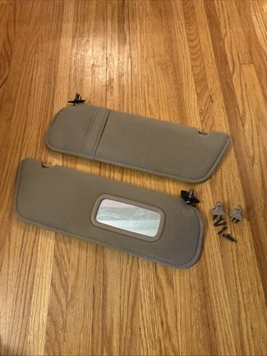 1989-2003 Ford Explorer Ranger Driver Passenger Sun Visor Set Mirror OEM Tan - Image 1 of 4