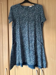 FatFace Women's Simone Jersey Dress 16 Teal Patterned Excellent Condition - Picture 1 of 5