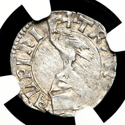 VALAQUIA. Vladislav I, 1364-1377. Denario de plata, NGC AU detalles Foto 1 de 4