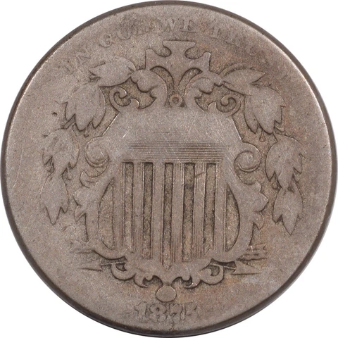 1875 SHIELD NICKEL - DBL DIE & REP DATE - FS-103 FLETCHER 3 - CIRCULATED Cover