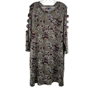Apt.9 Women's Paisley Cut Out Sleeve Shift Dress Gray/Multi Size XXL - Picture 1 of 9