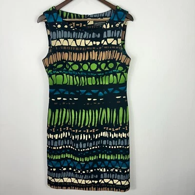 Vestido Connected Apparel 10 Funda Verde Estampado Geométrico Y2K Bodycon Sin Mangas Foto 1 de 4