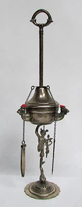 LÁMPARA DE ACEITE CHATELAINE VINTAGE PLATA DIOS ITALIANO MERCURIO 11" - Imagen 1 de 5