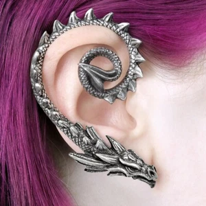 Alchemy Gothic Ostrogoth Dragon Ear Wrap Cuff Pewter Fantasy Mythical Fairy Tale - Picture 1 of 3