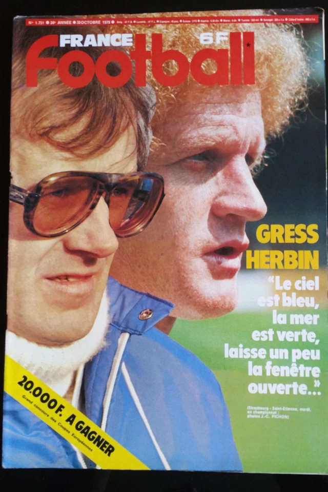 FRANCE FOOTBALL 30/10/1979; Gress, Herbin/ Strasbourg-Saint-Etienne/ Kostedde - Photo 1/2