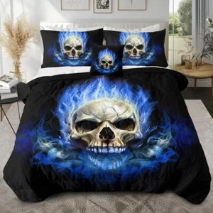 Skull Duvet Cover Set Queen Skull edding Set Digital Bones Comforter Cover Set  - Picture 1 of 10