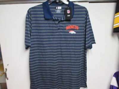CAMISA POLO DE MANGA CORTA DENVER BRONCOS (NFL.COM) PARA HOMBRE (XL) NUEVA CON ETIQUETAS AZUL MARINO A RAYAS Foto 1 de 3