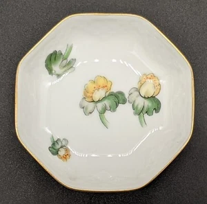 Bing & Grondahl Erantis One 3'' Ashtray Yellow Flowers Green White Gold Denmark - Picture 1 of 4