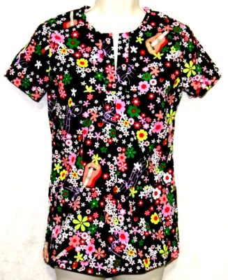 Blusa Médica Koi Elástica Para Mujer XS Retro Margarita Floral Guitarra Música Colorida Y2K Foto 1 de 4