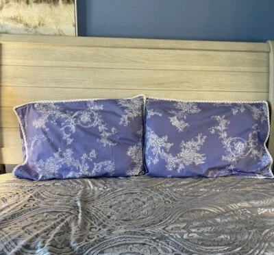 Blue And White Toile Square Pillow Cover 100% Cotton Laced On Side NWOT - Image 1 of 3