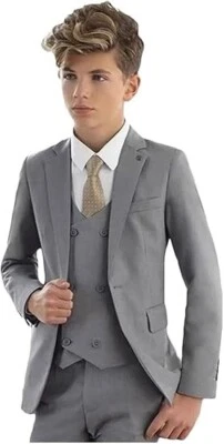 Conjunto Formal Traje Niño Calce Ajustado Blazer Chaleco Pantalón Fiesta Boda Esmoquin Tres Piezas Foto 1 de 4