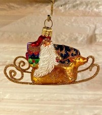 Patricia Breen Designs 2004 Rare "Onward Santa" Santa on gold sleigh- Stunning!