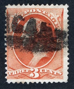 US Sc 214 Vermilion 3¢ 1881 ABNCo. Printing Black Handstamp Cancel - Picture 1 of 1