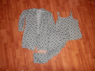 Juicy Couture Large PJ Set Robe Tank Pant Jersey Logo Sleepwear Lounge 4929 - Image 1 of 4