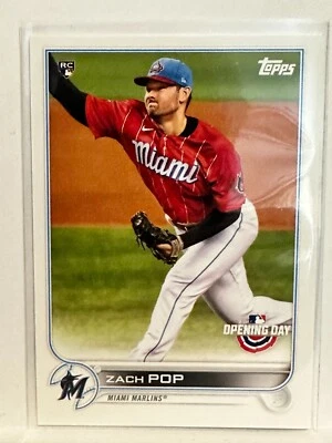 #204 Zach Pop Rookie Miami Marlins 2022 Topps Opening Day Baseball Card - Image 1 of 2