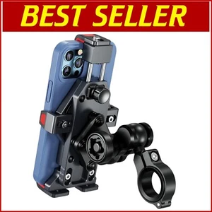 Aluminum Alloy Motorcycle Phone Mount with Anti-Theft Lock & Vibration Dampener - Photo 1 sur 11