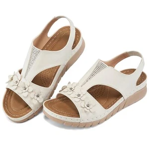 HARENCE Wedge Sandals for Women Dressy: Comfortable platform 11 M BEIGE - Picture 1 of 6