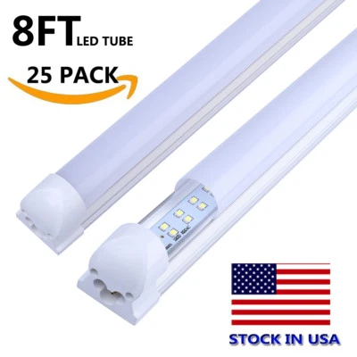 JOMITOP 8FT LED Shop Light Fixture 72W 6000K 8' Tube Bulb for Warehouse Garage 25Pack