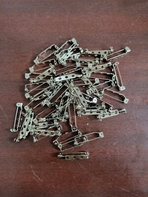 100 Pin Backs Safety Clasp 1" Silver DIY Craft Craft Button Brooch Name Badge - Image 1 of 4