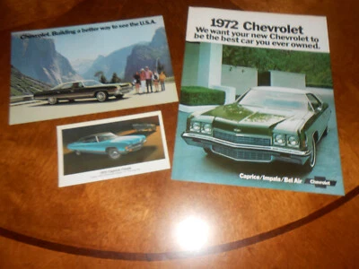 Chevrolet Impala Caprice 1972 folleto/catálogo + 2 originales  POSTALES CHEVY '72 Foto 1 de 4