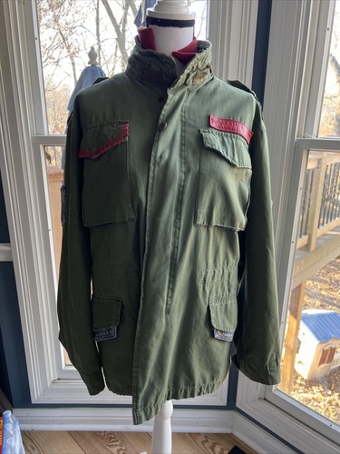 Souvenir Clubbing L Numbered Jacket Army Green Card Suit Patches Pockets