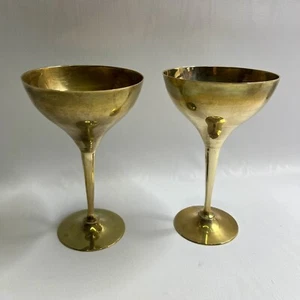Pair Of 2 Brass Wine Goblets - Picture 1 of 5