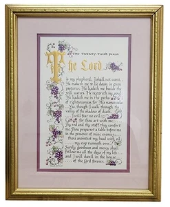 Vintage Wall Art 23rd Psalm Picture Christian Religious Religion Prayer 15"x13" - Picture 1 of 8